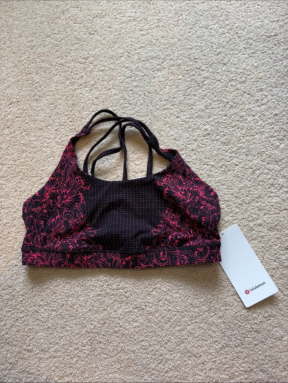NWT lululemon athletica 12 energy Sports Bra with Pink Floral Print